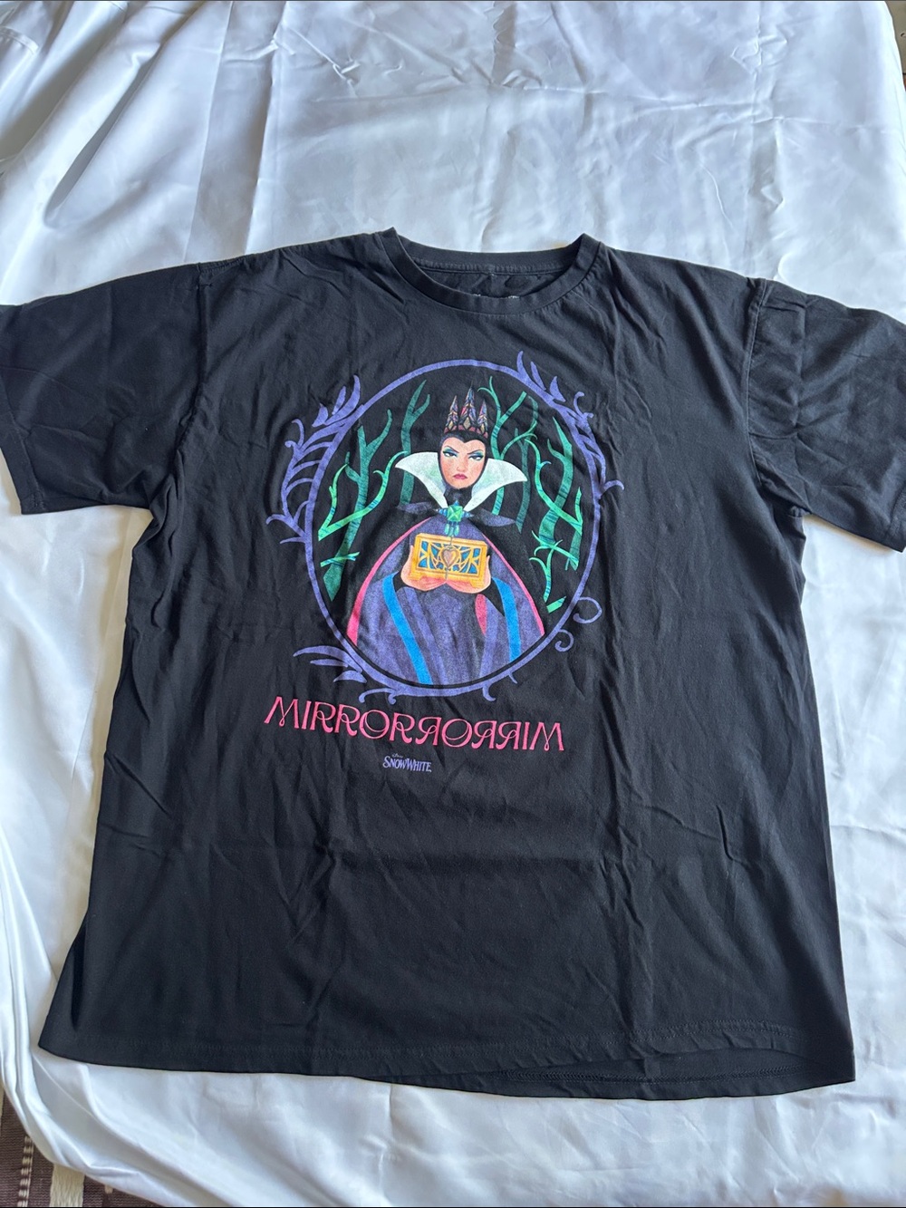 Disney Black Evil Queen Mirror Graphic Tee with Purple & Green Accents